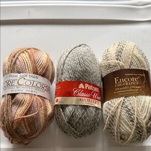 Plymouth yarn& Patons yarn
Size:3.5oz
Color: grays&tans